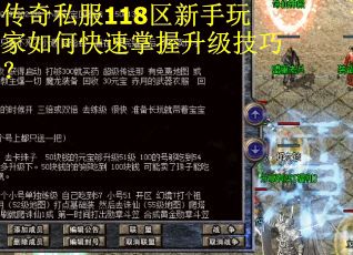 传奇私服118区新手玩家如何快速掌握升级技巧？