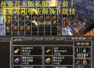 传奇月卡版私服排行前十玩家常用哪些高效升级技巧？
